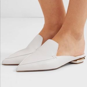 Nicholas Kirkwood white beya textured leather flat